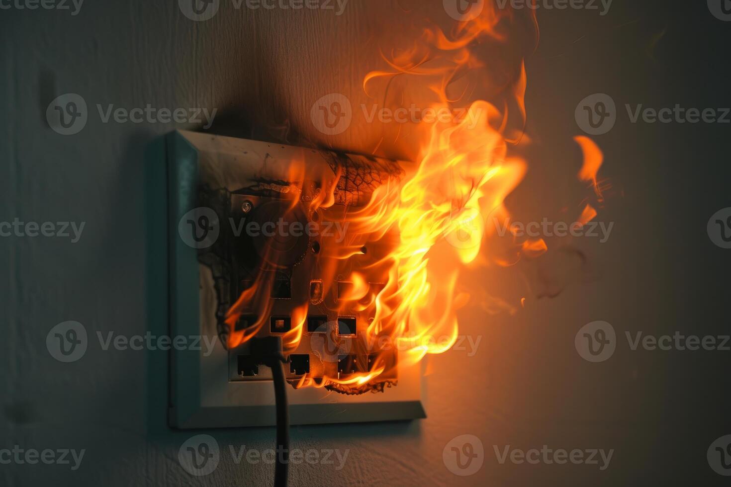 Preventive measures to avoid electrical outlet fire hazard in residential homes photo