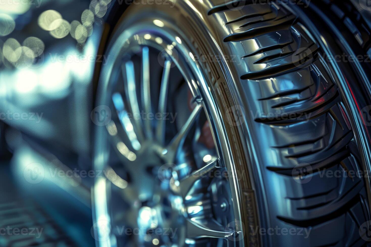 Highperformance sports car tire closeup photo