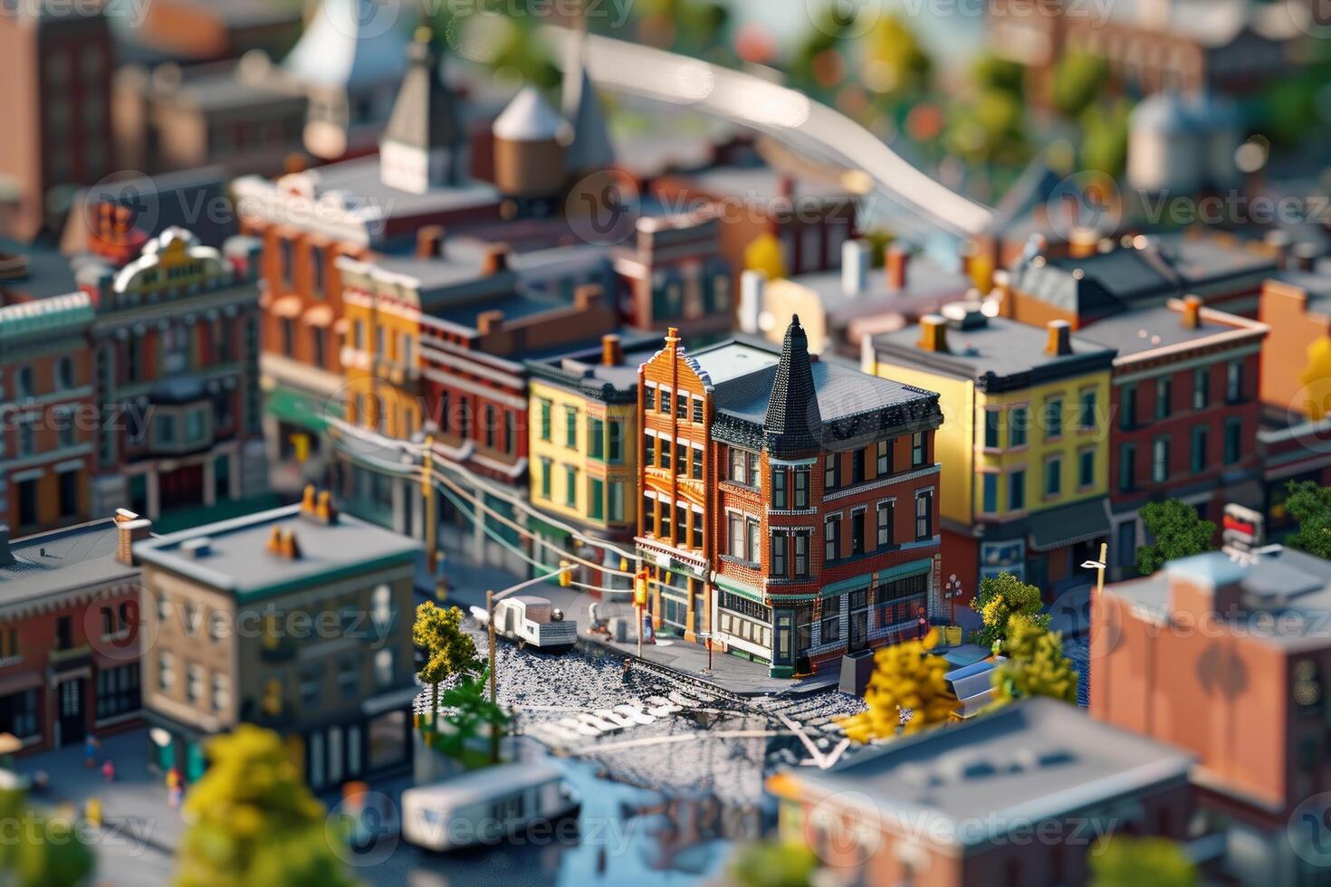 Miniature model cityscape with vivid detail photo