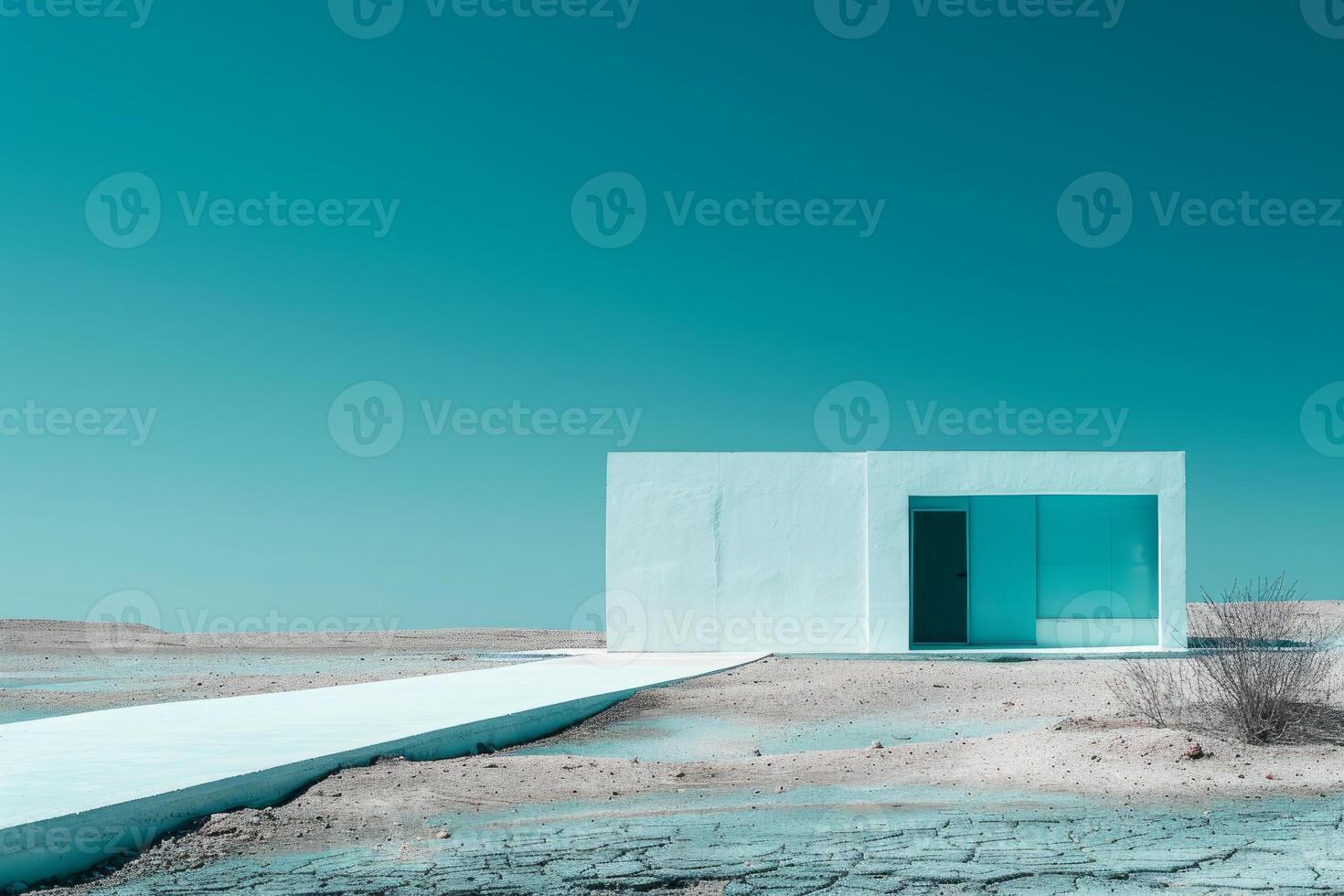 Minimalist architecture in desert landscape photo