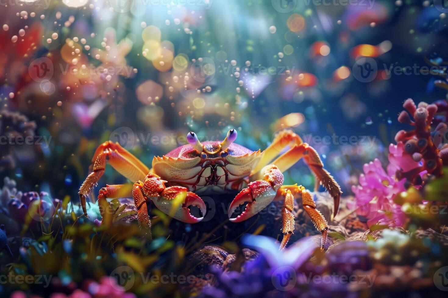 Enchanted forest crab in surreal colors photo