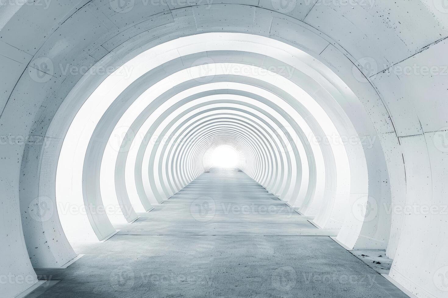 Futuristic white tunnel with abstract design photo