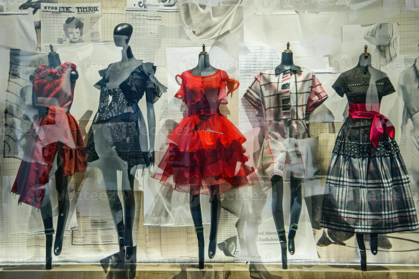 de moda maniquíes mostrando diseñador vestidos foto