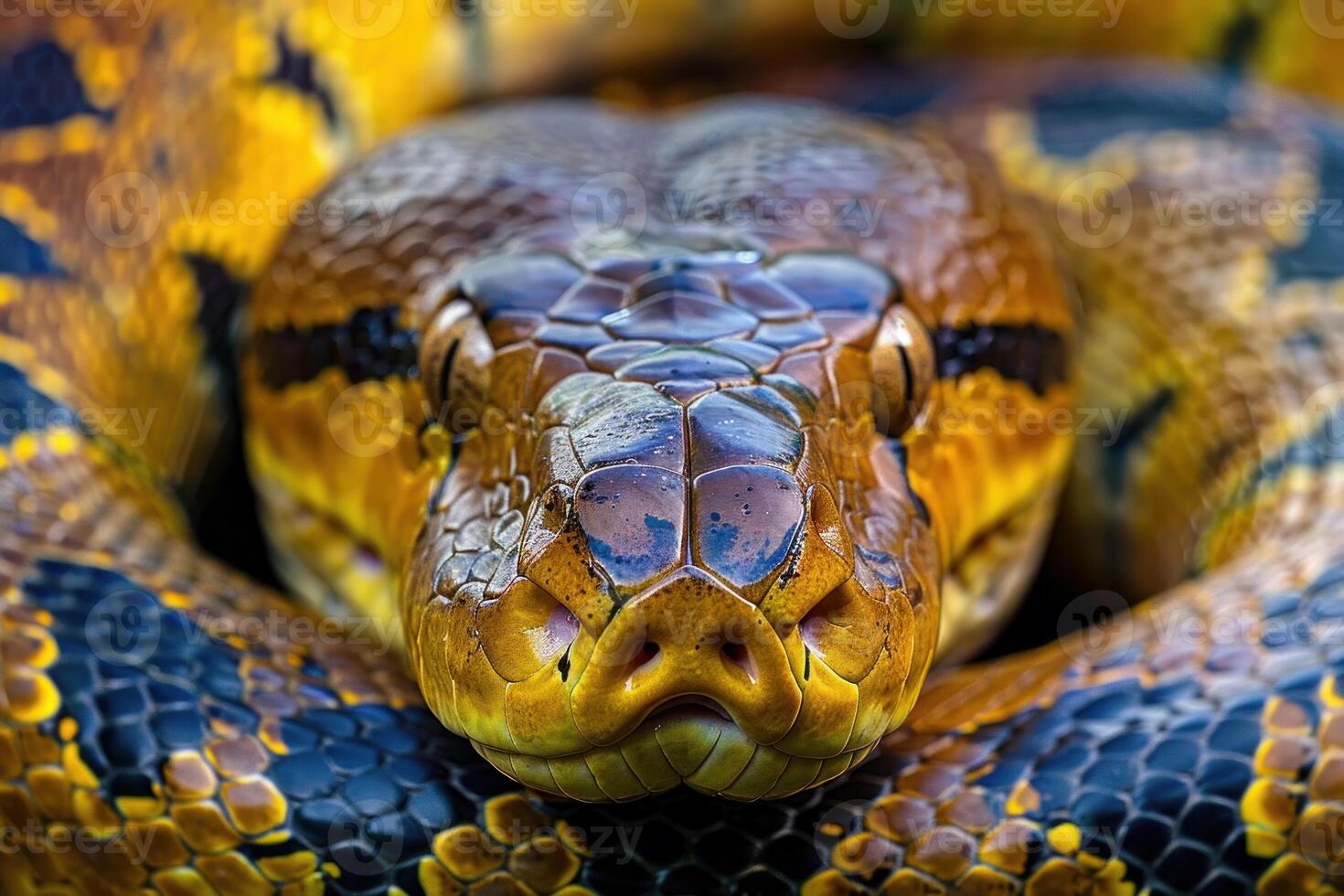 Closeup portrait of a colorful python photo