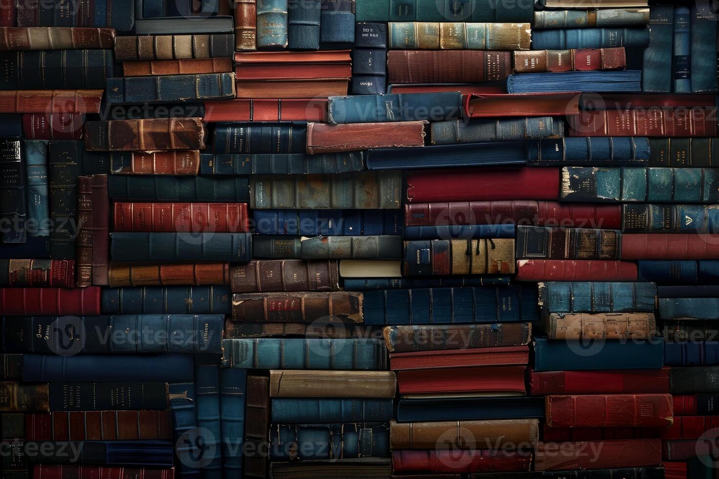 Wall of antique books creating colorful background texture photo