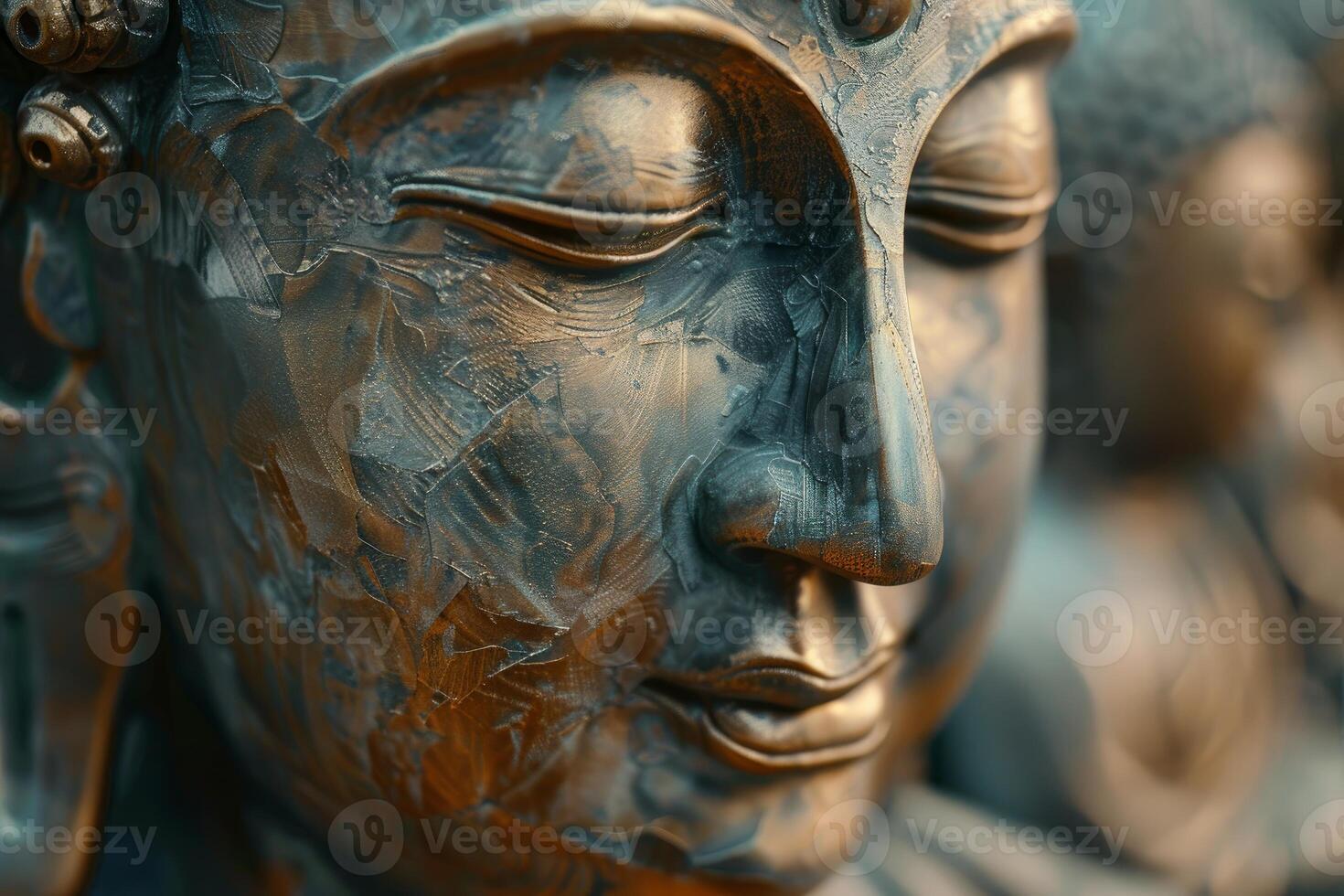 Bronze buddha statue expressing serenity and tranquility photo