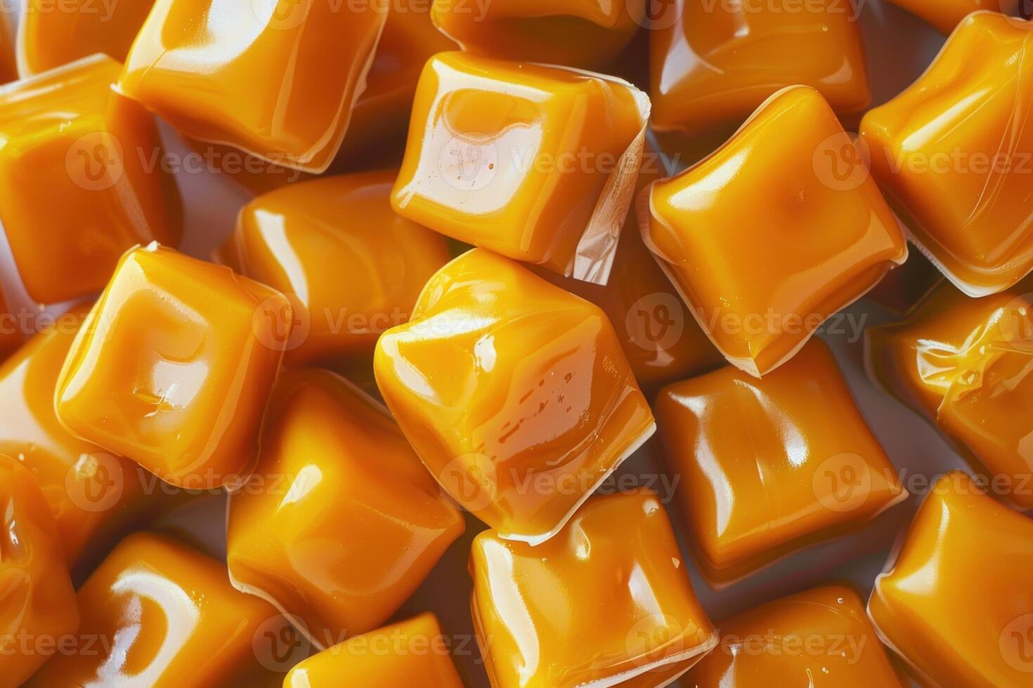 Caramel candies forming a sweet food background photo