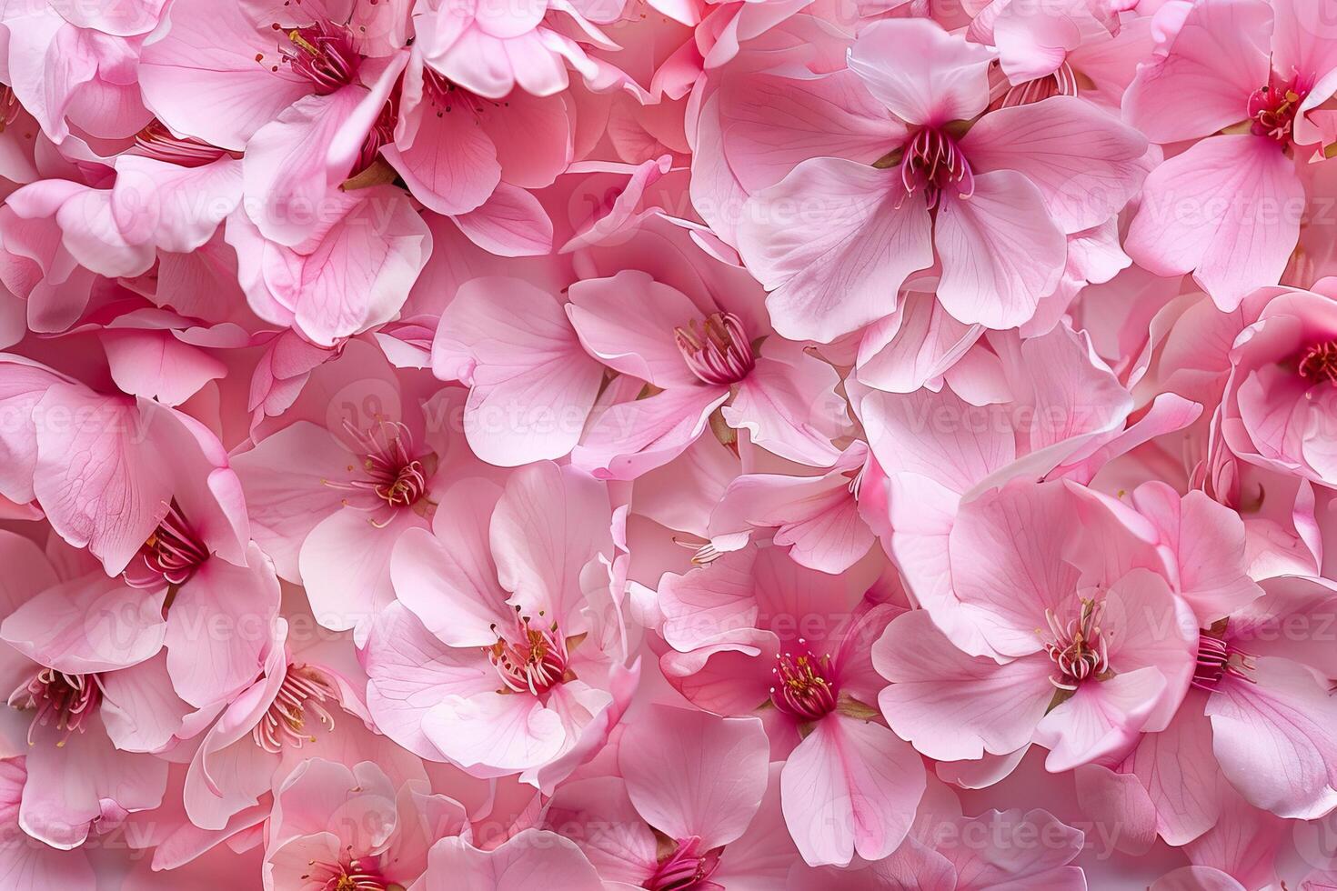 Delicate pink cherry blossoms forming floral background photo