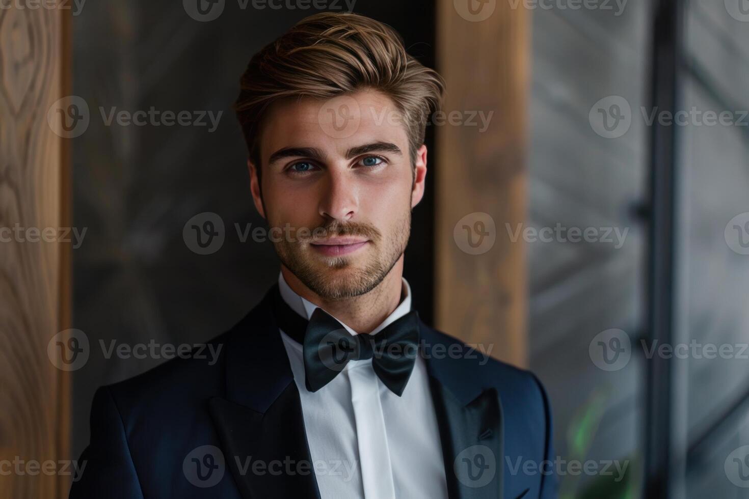 Confident young man in tuxedo photo