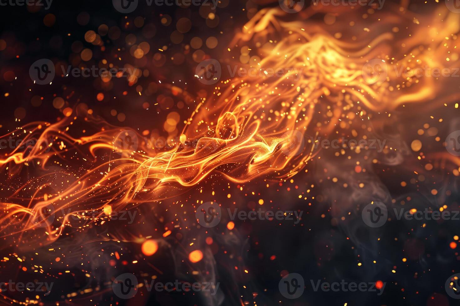 Abstract fire burning with embers and smoke effect background photo