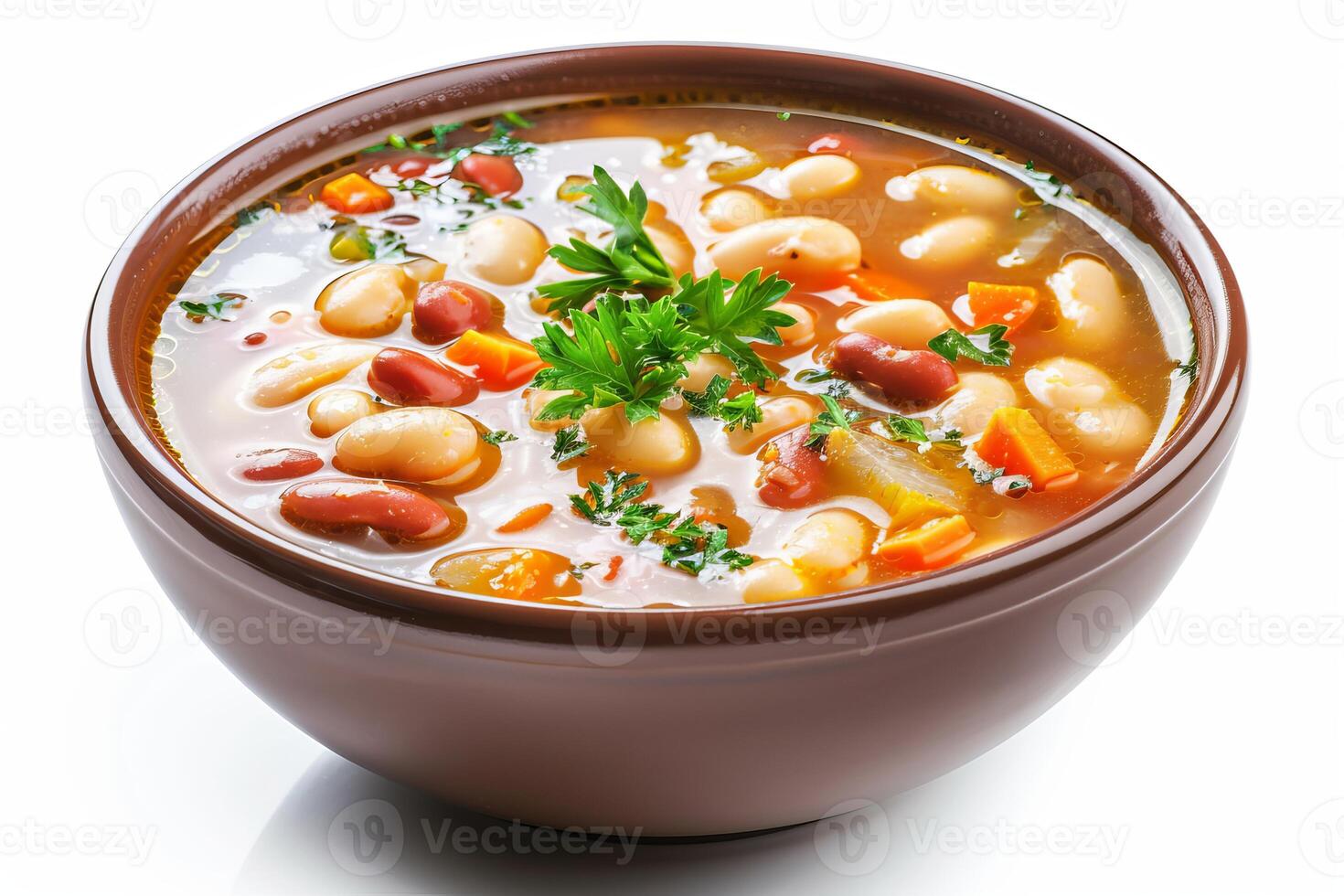 Hearty bean soup in a bowl photo