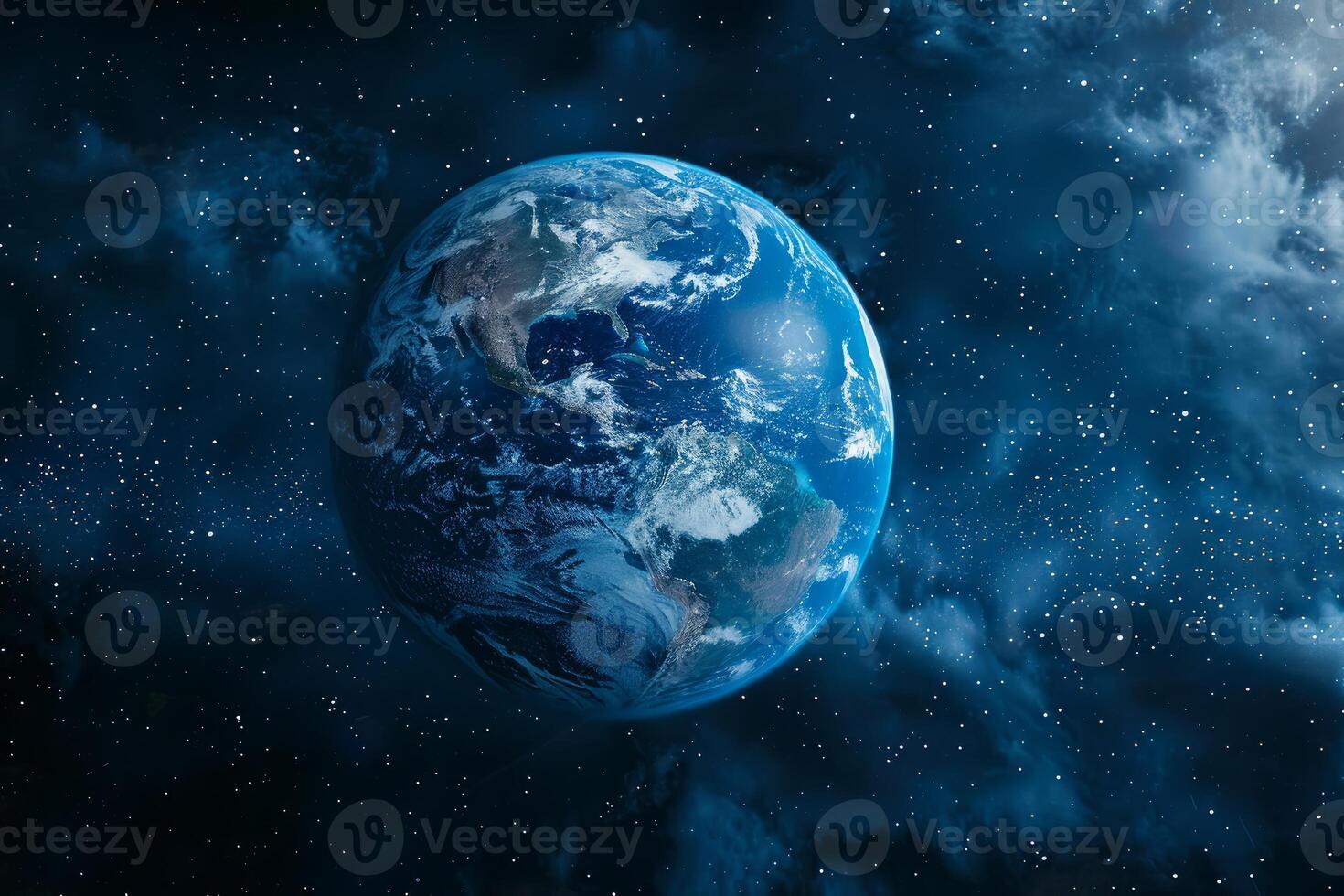 Planet earth rotating in the vast universe showing north and south america photo