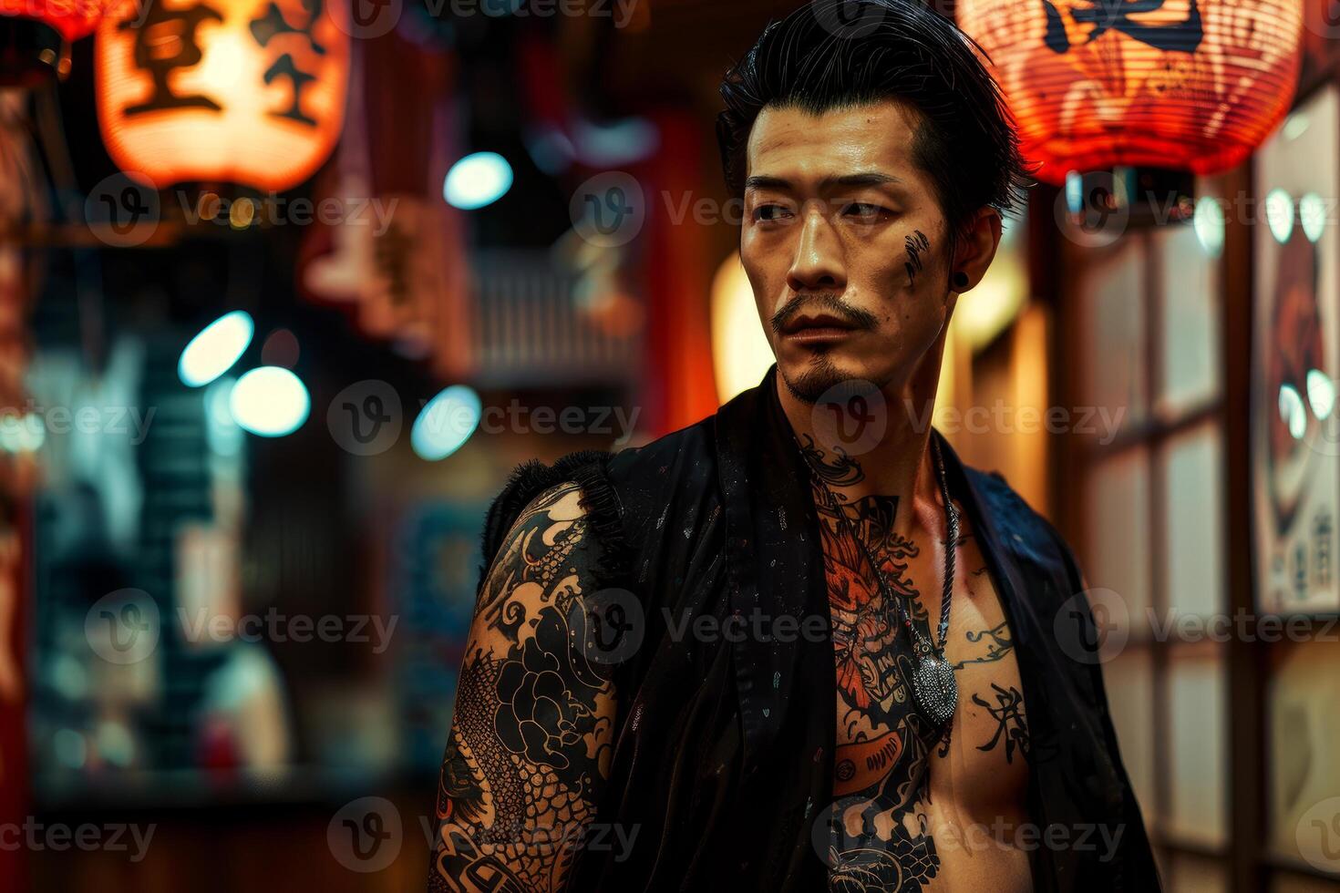 Yakuza member in tokyo alley photo