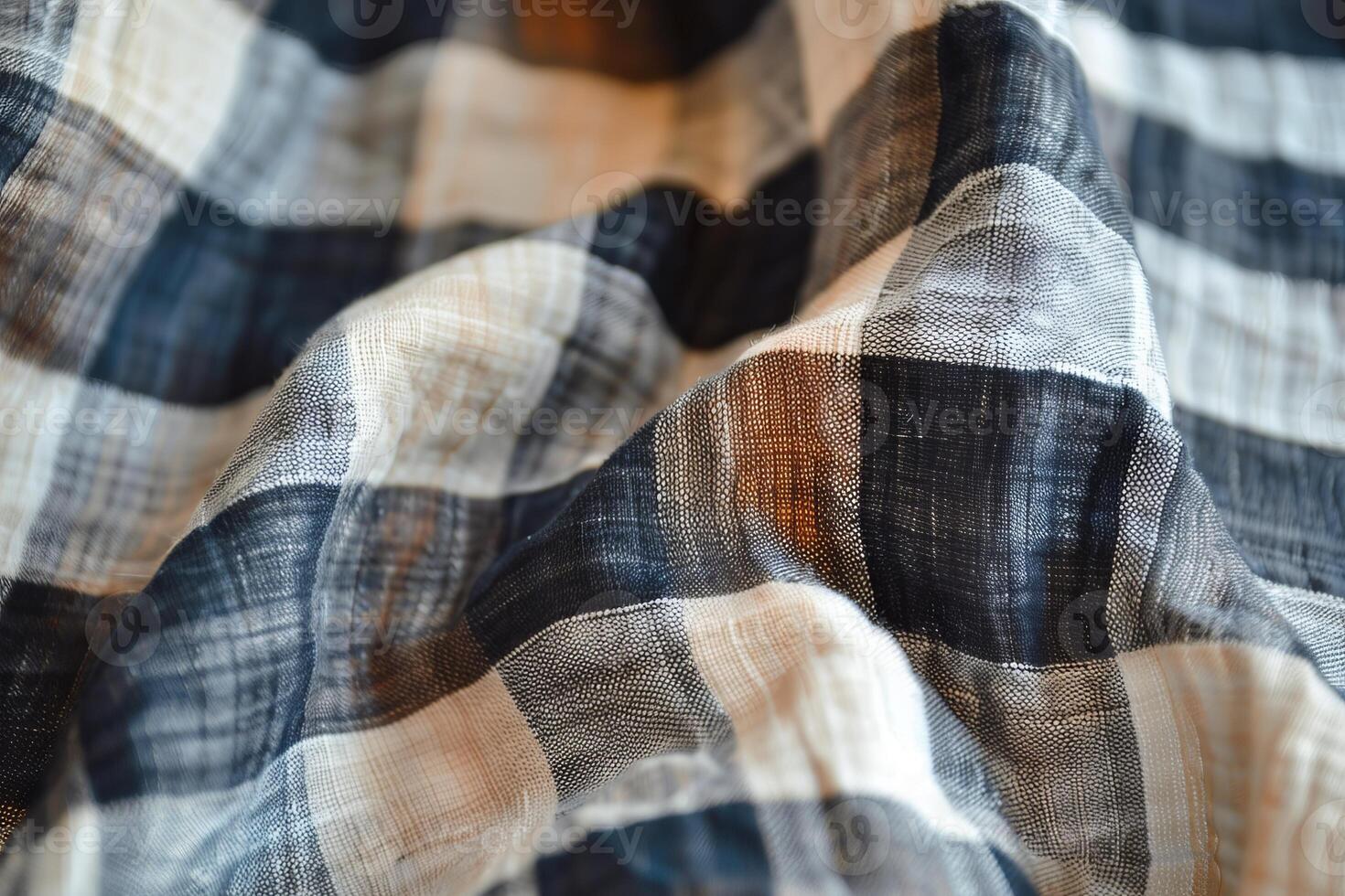 Black and white checkered fabric with folded texture for background photo