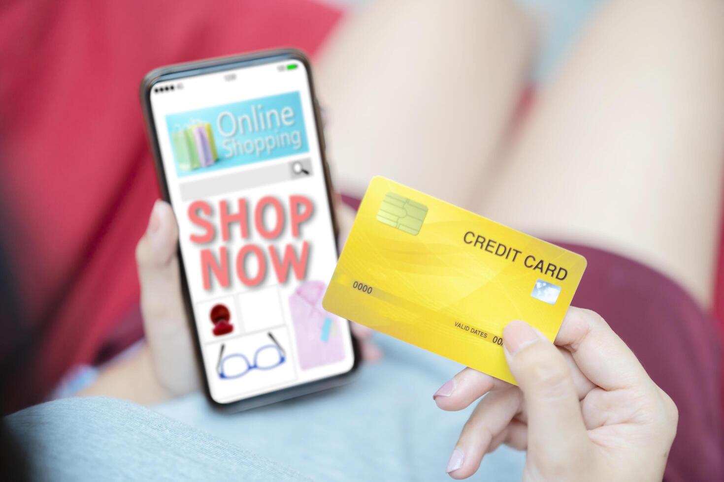 Online Shopping Website on smartphone concept photo