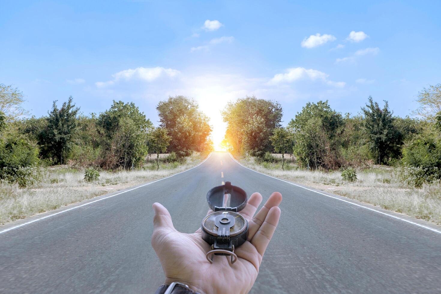 navigational compass concept of way to successful future photo