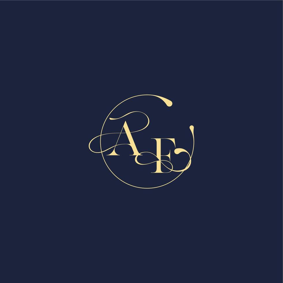 circle monogram design for wedding AF luxury gold letter vector