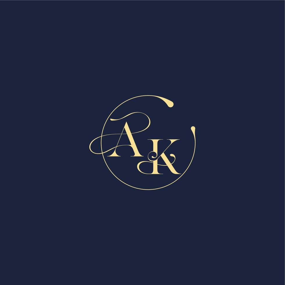 circle monogram design for wedding AK luxury gold letter vector