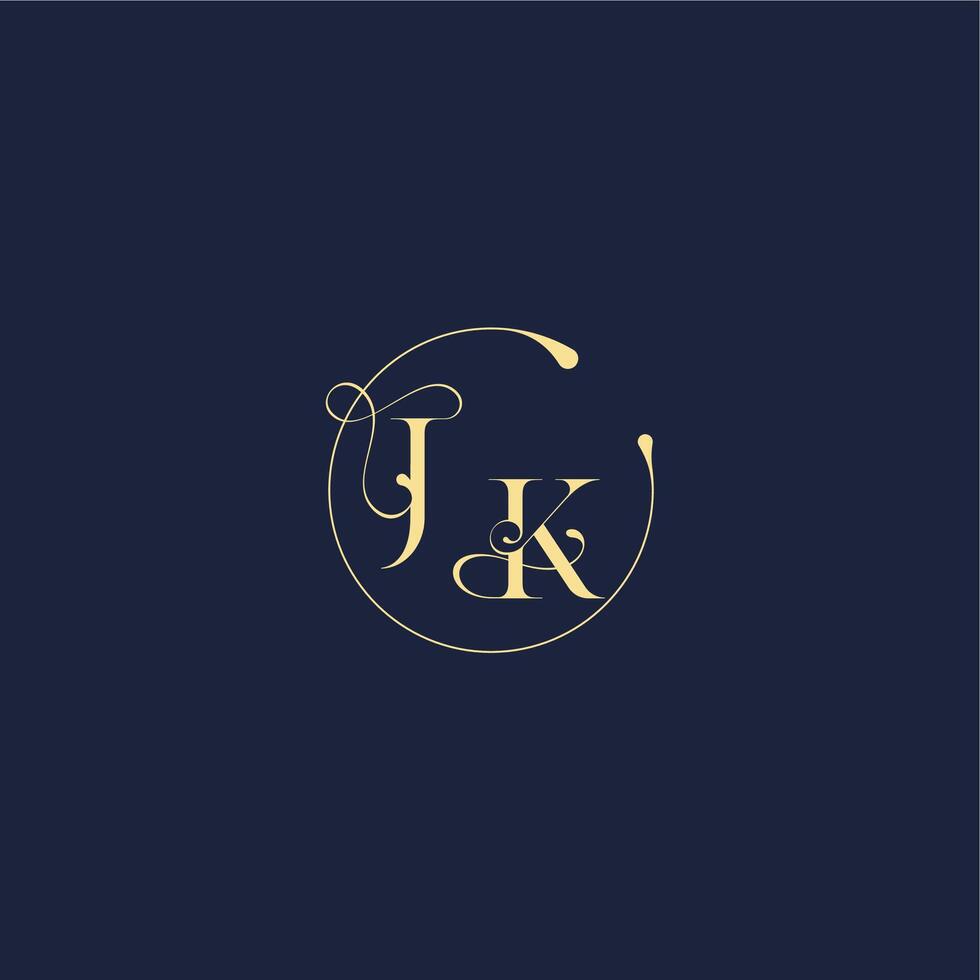 circle monogram design for wedding JK luxury gold letter vector