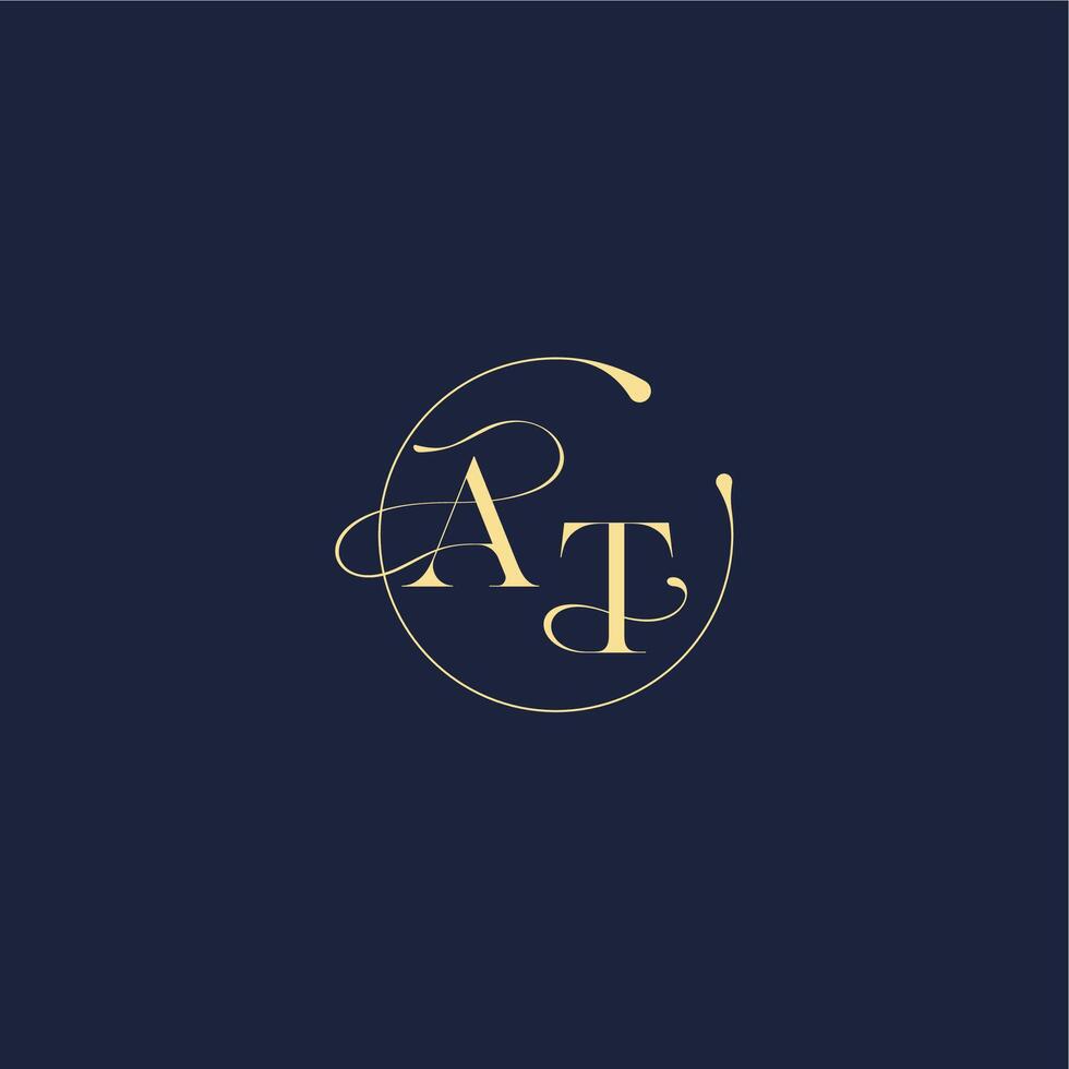 circle monogram design for wedding AT luxury gold letter vector