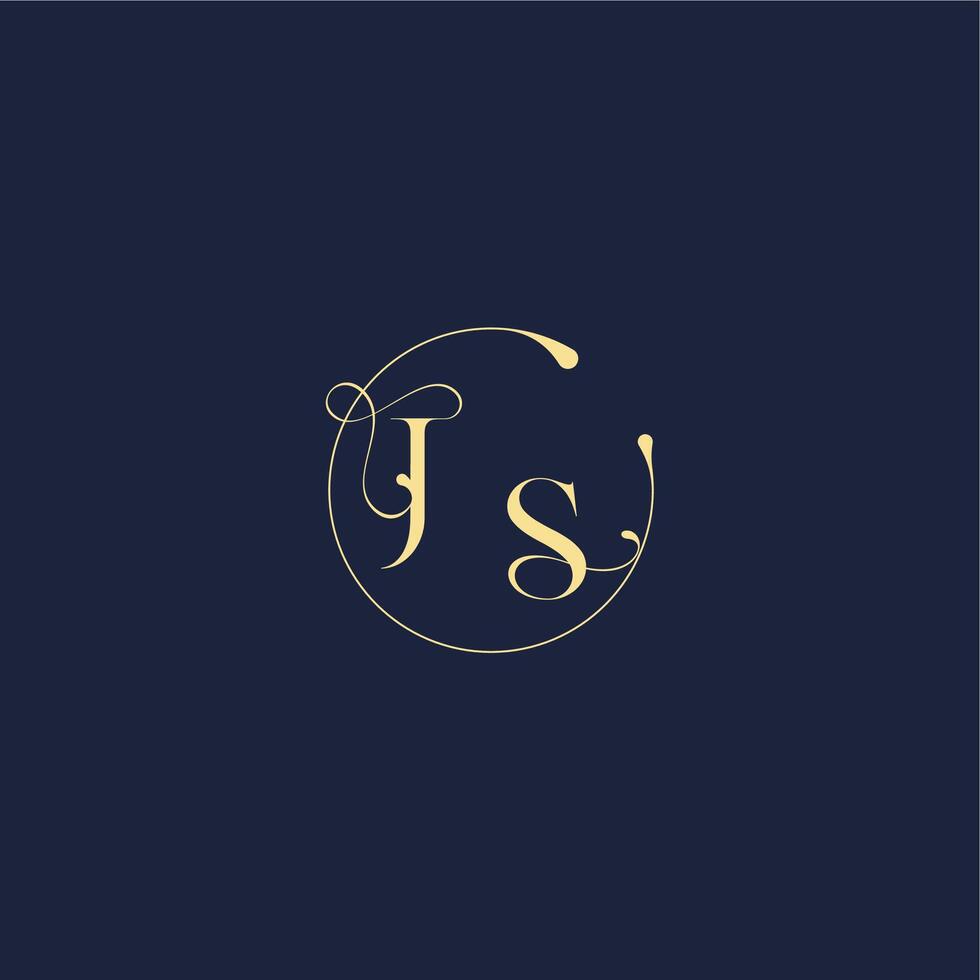 circle monogram design for wedding JS luxury gold letter vector