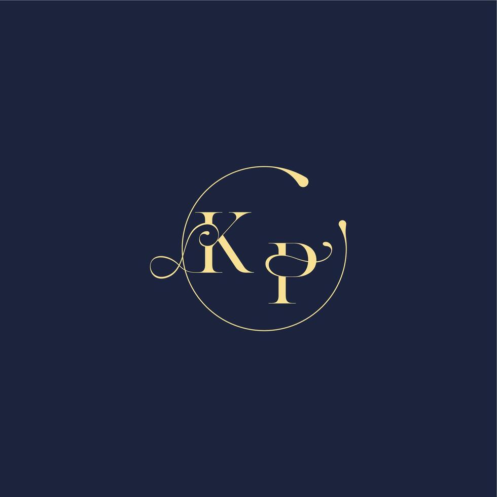 circle monogram design for wedding KP luxury gold letter vector