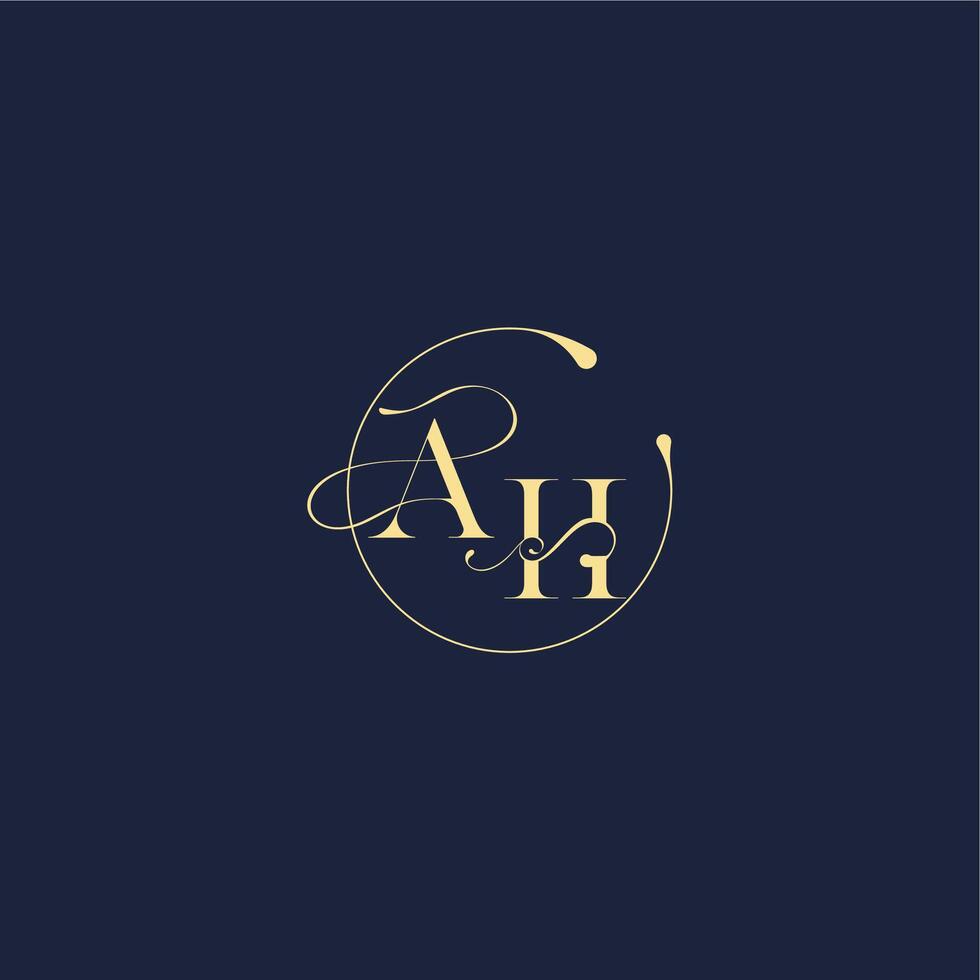 circle monogram design for wedding AH luxury gold letter vector