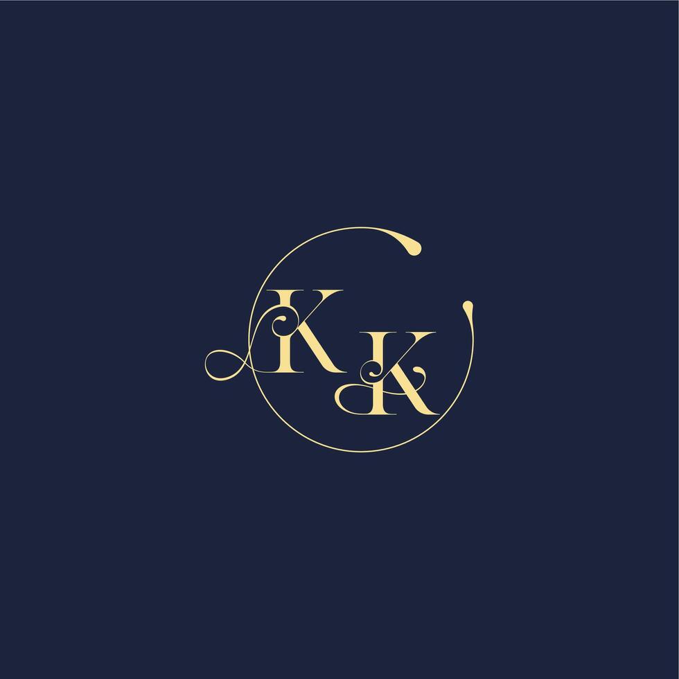circle monogram design for wedding KK luxury gold letter vector