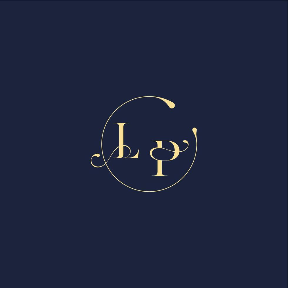 circle monogram design for wedding LP luxury gold letter vector