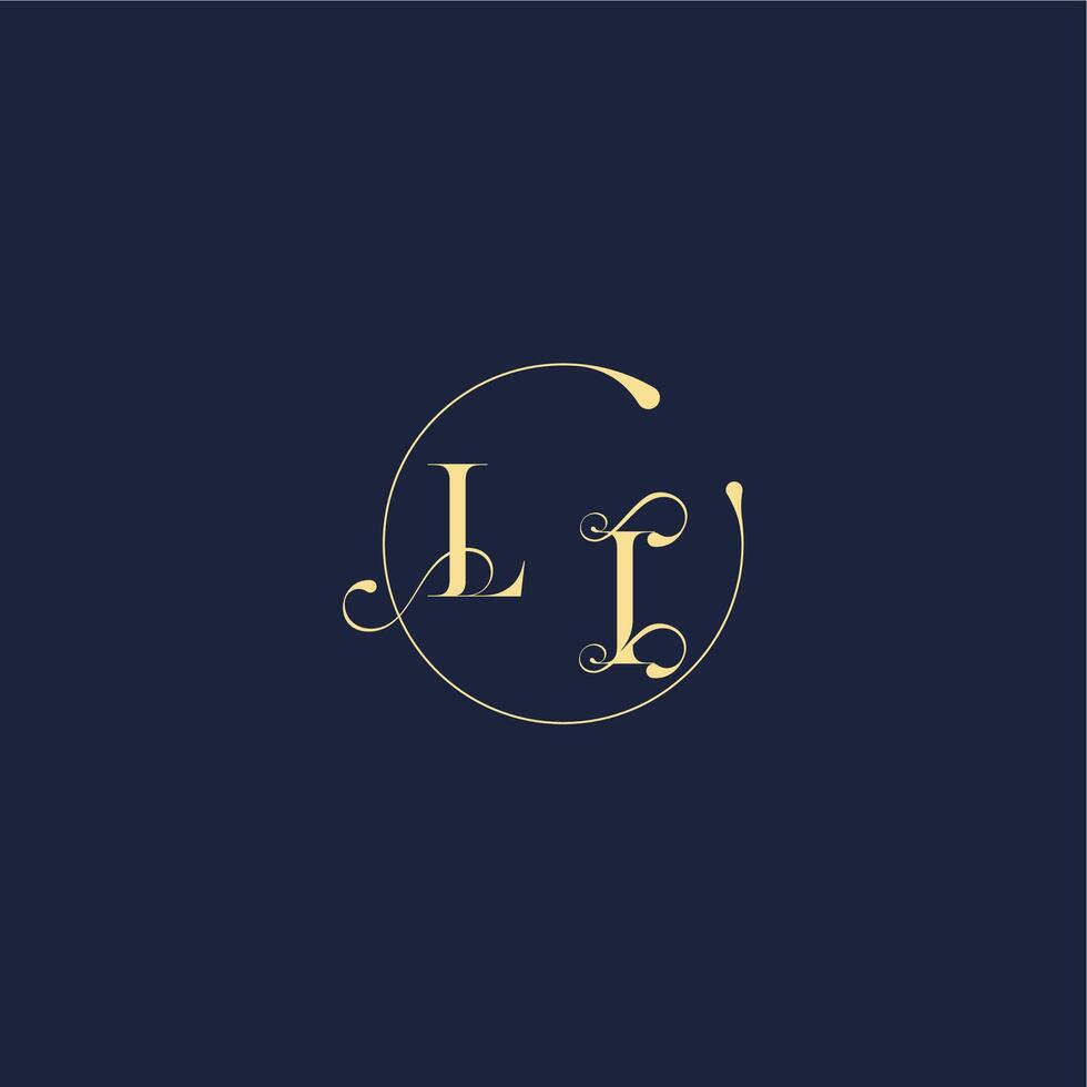 circle monogram design for wedding LI luxury gold letter vector