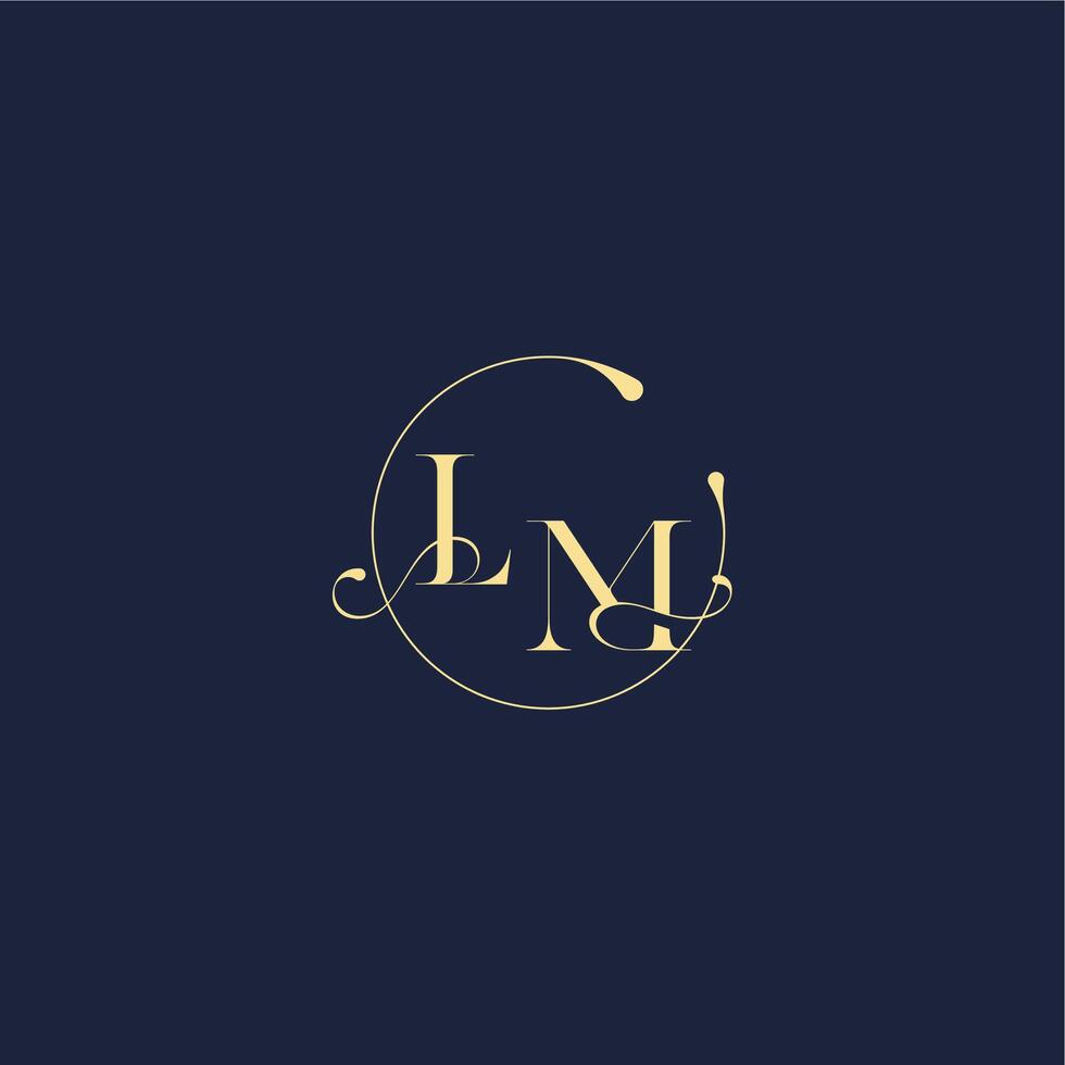 circle monogram design for wedding LM luxury gold letter vector