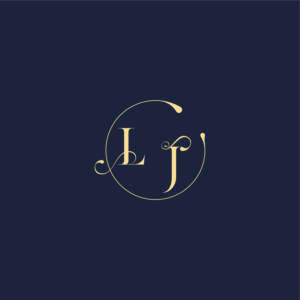 circle monogram design for wedding LJ luxury gold letter vector