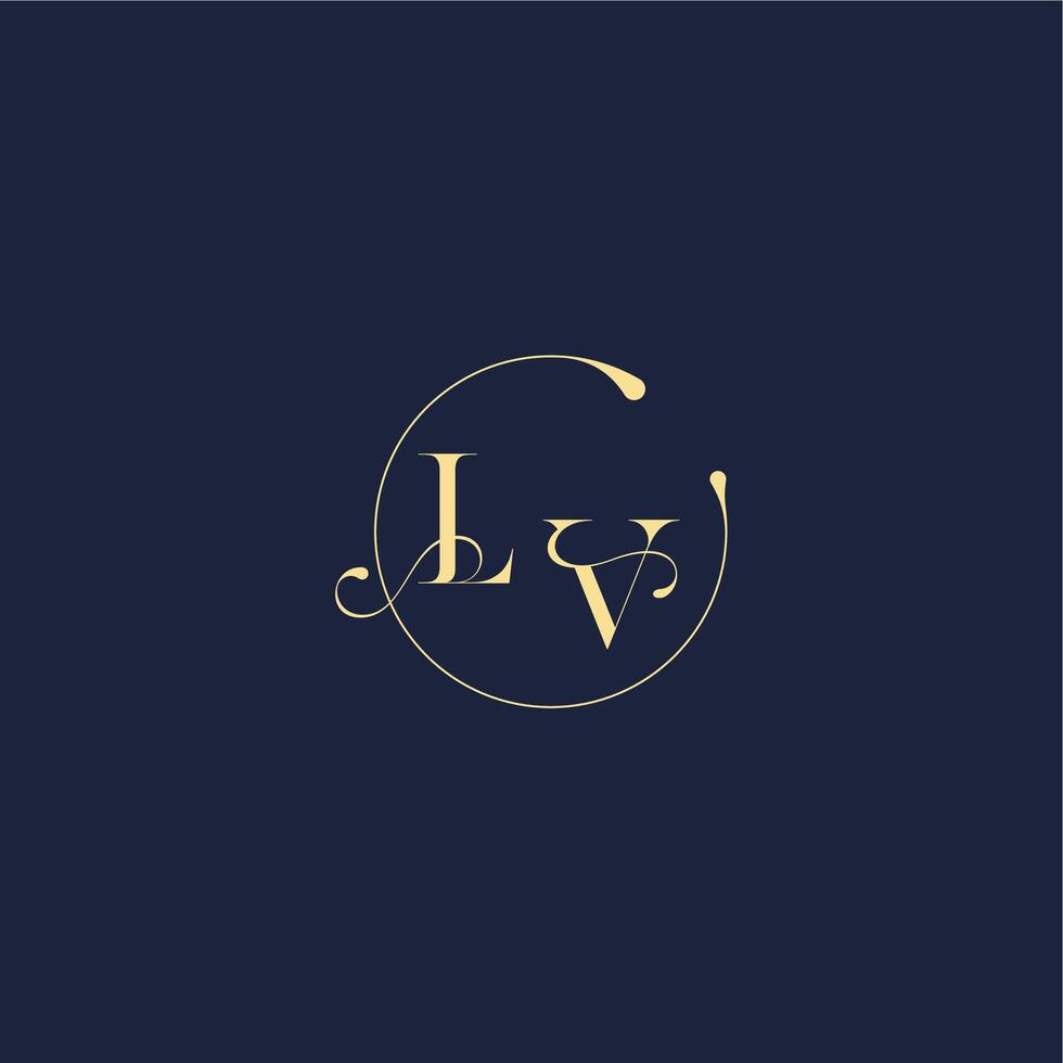 circle monogram design for wedding LV luxury gold letter vector