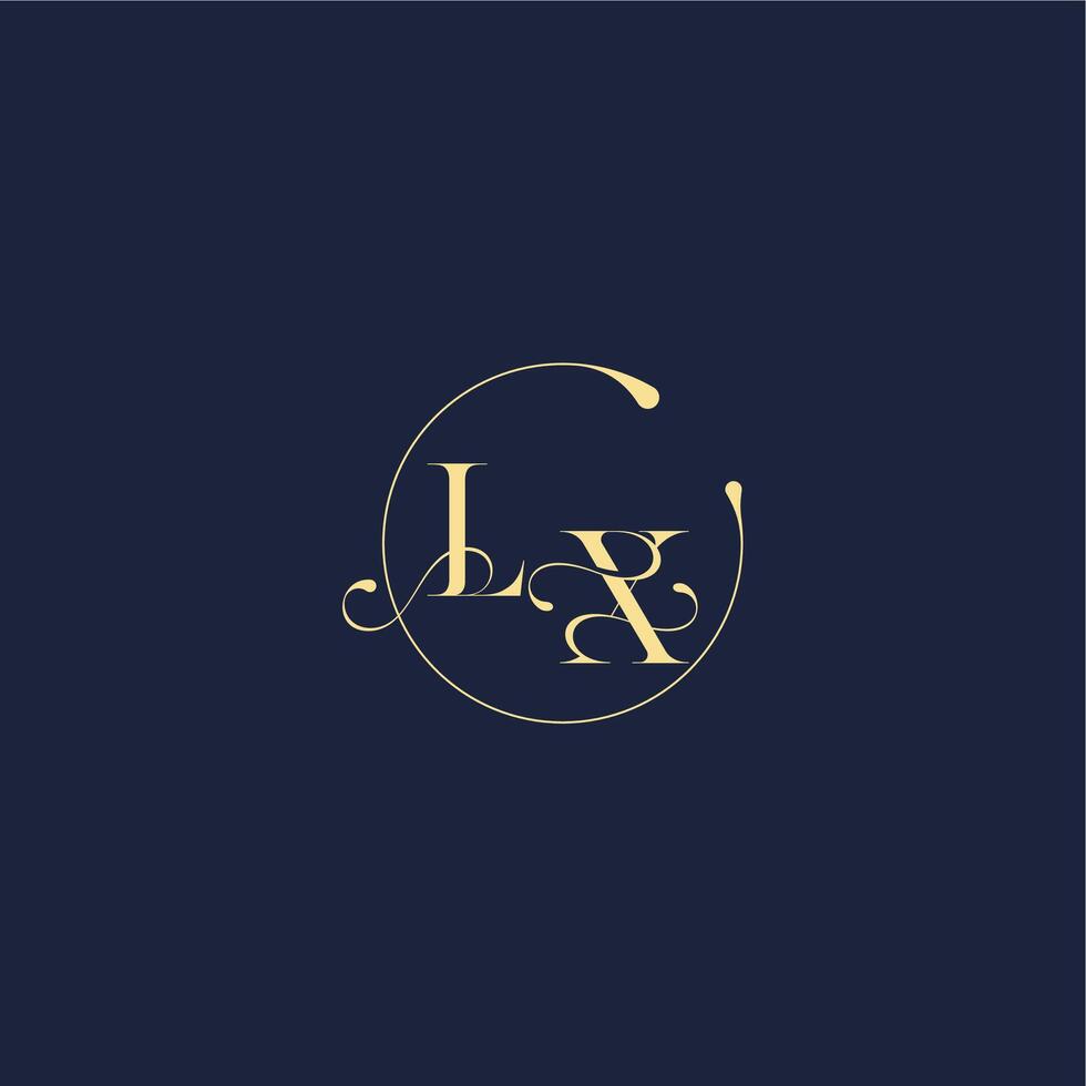 circle monogram design for wedding LX luxury gold letter vector