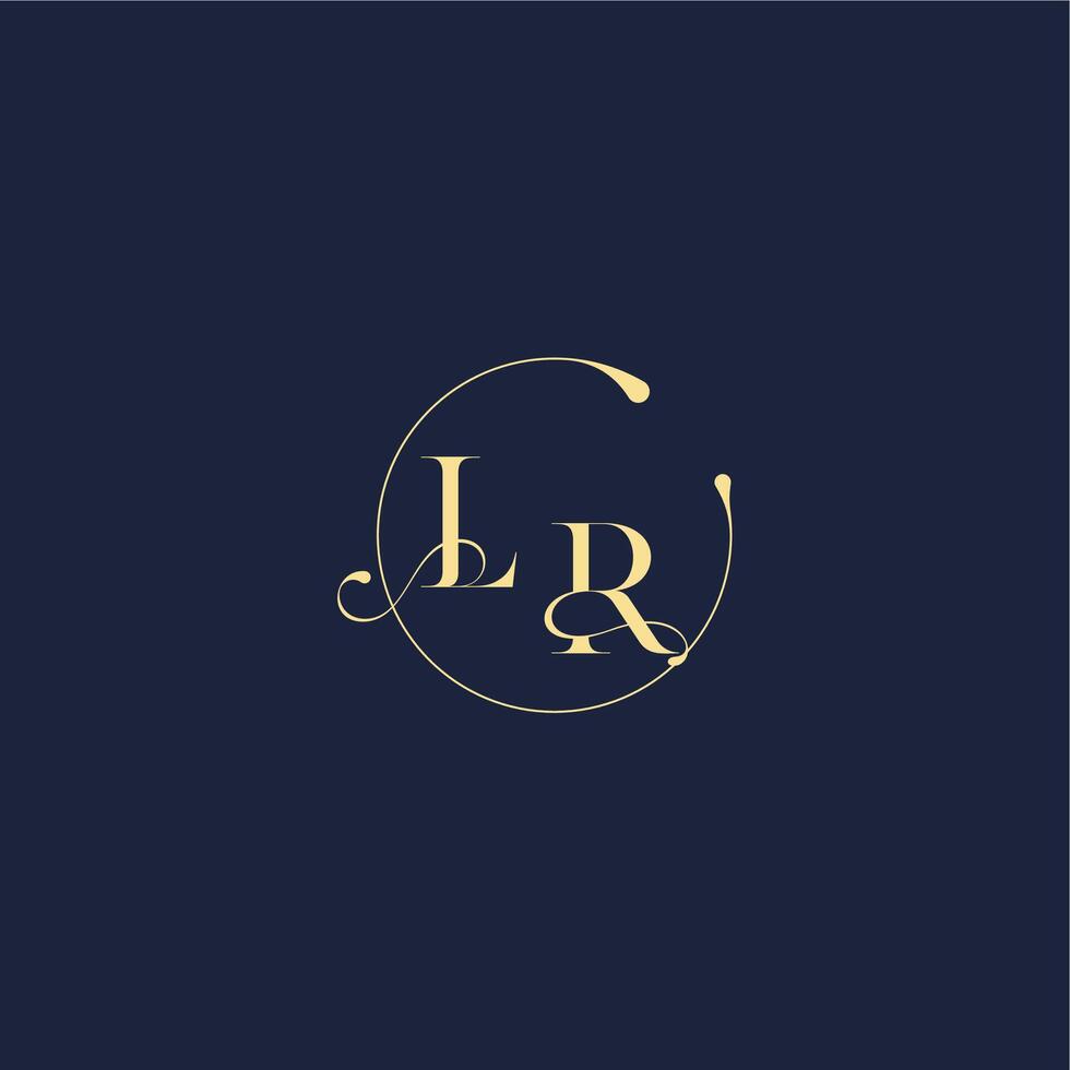circle monogram design for wedding LR luxury gold letter vector