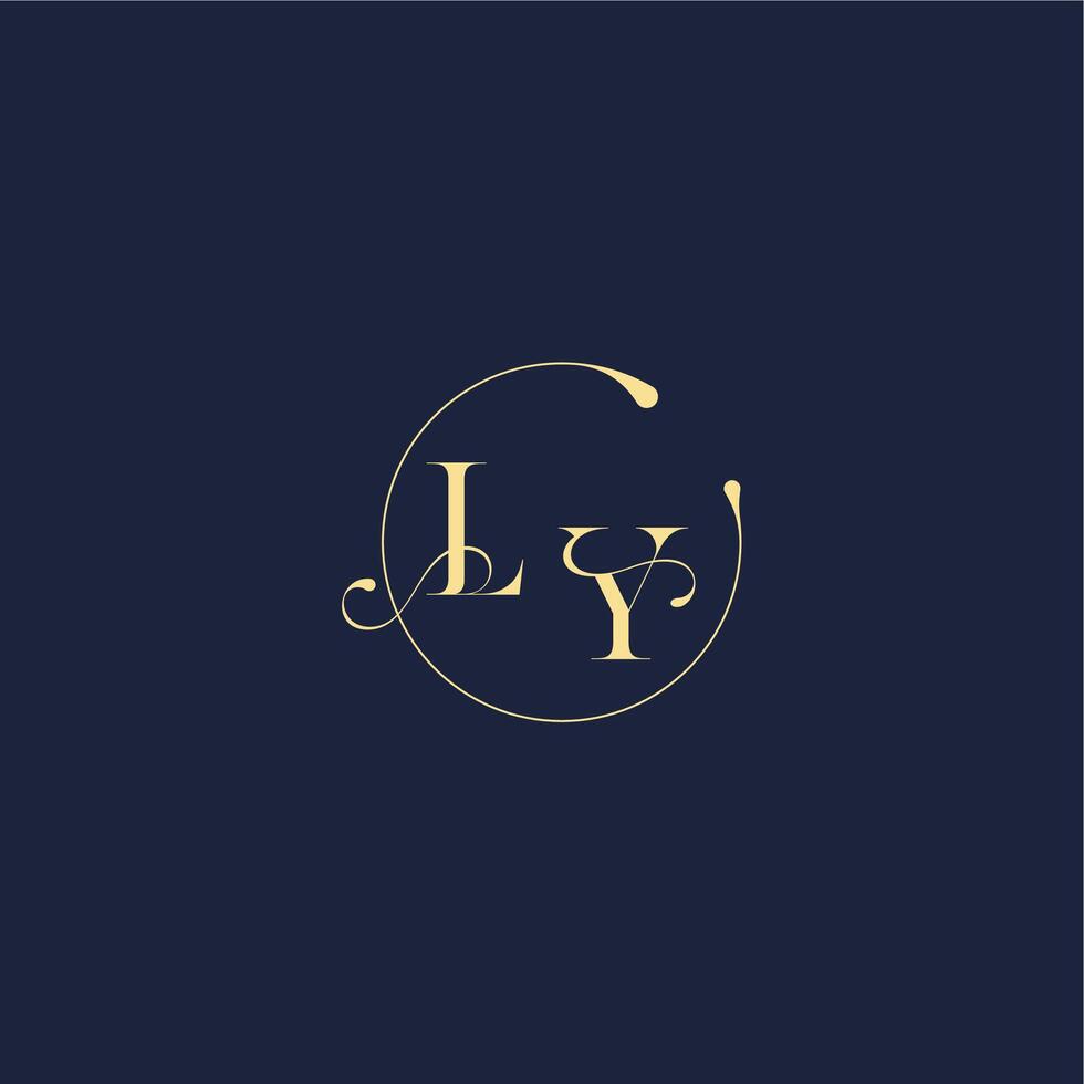 circle monogram design for wedding LY luxury gold letter vector