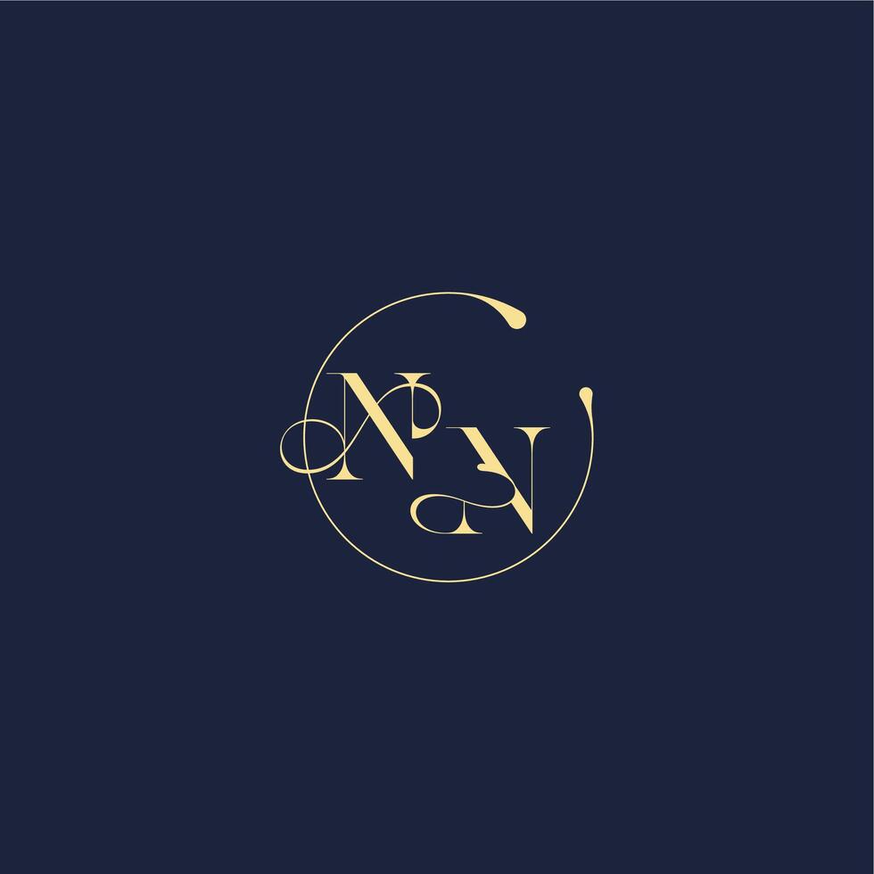 circle monogram design for wedding NN luxury gold letter vector