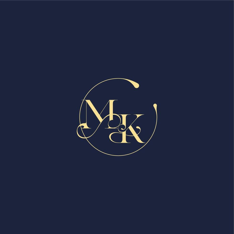 circle monogram design for wedding MK luxury gold letter vector