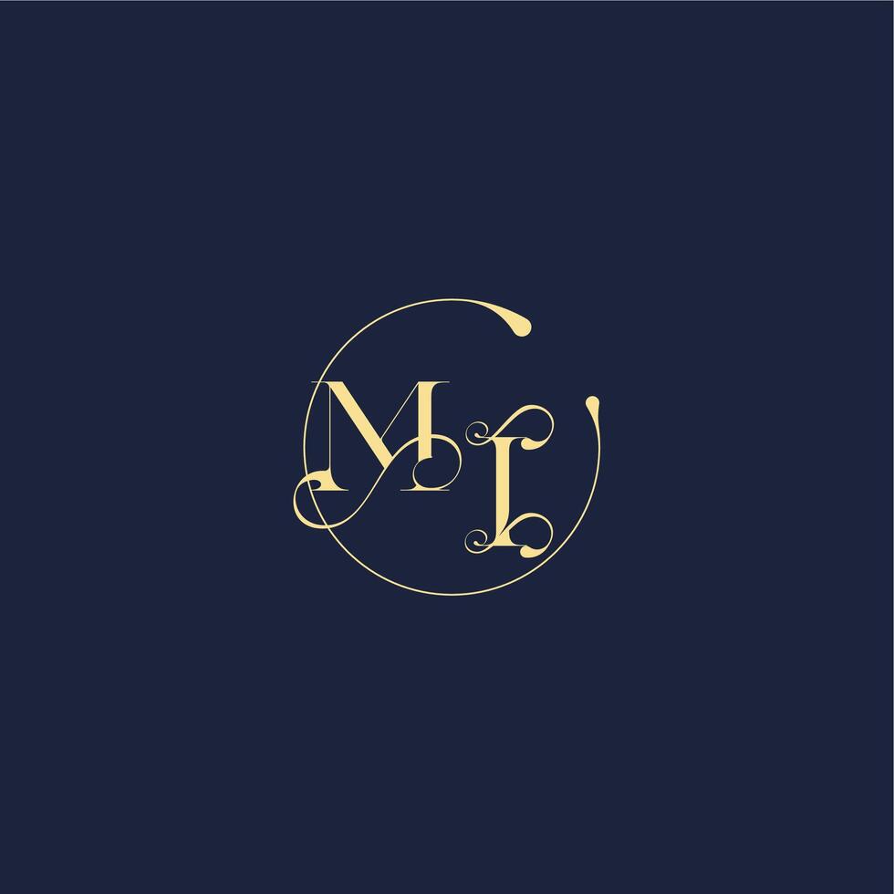 circle monogram design for wedding MI luxury gold letter vector