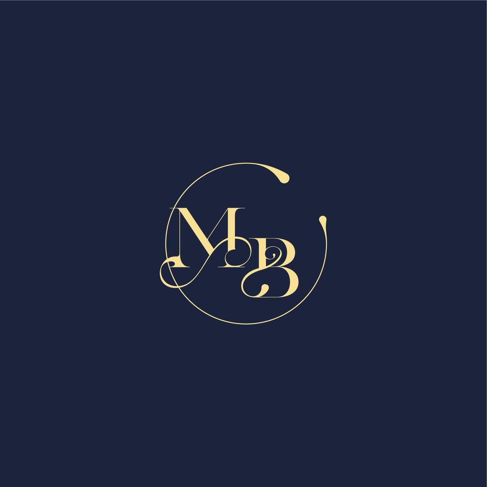 circle monogram design for wedding MB luxury gold letter vector