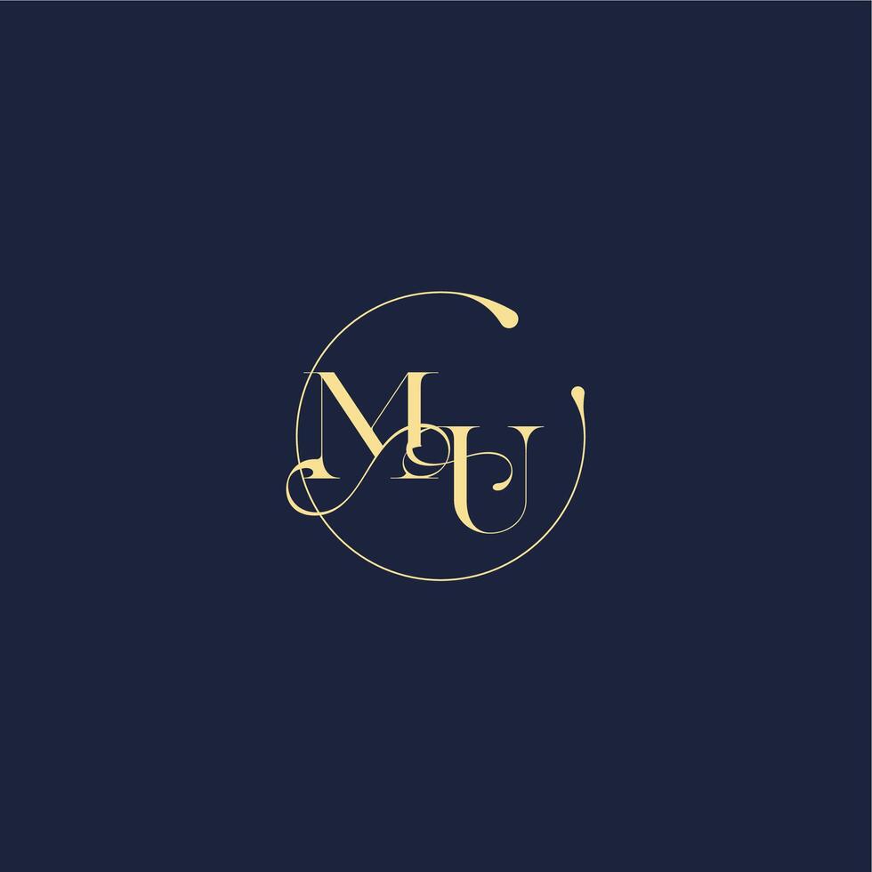 circle monogram design for wedding MU luxury gold letter vector