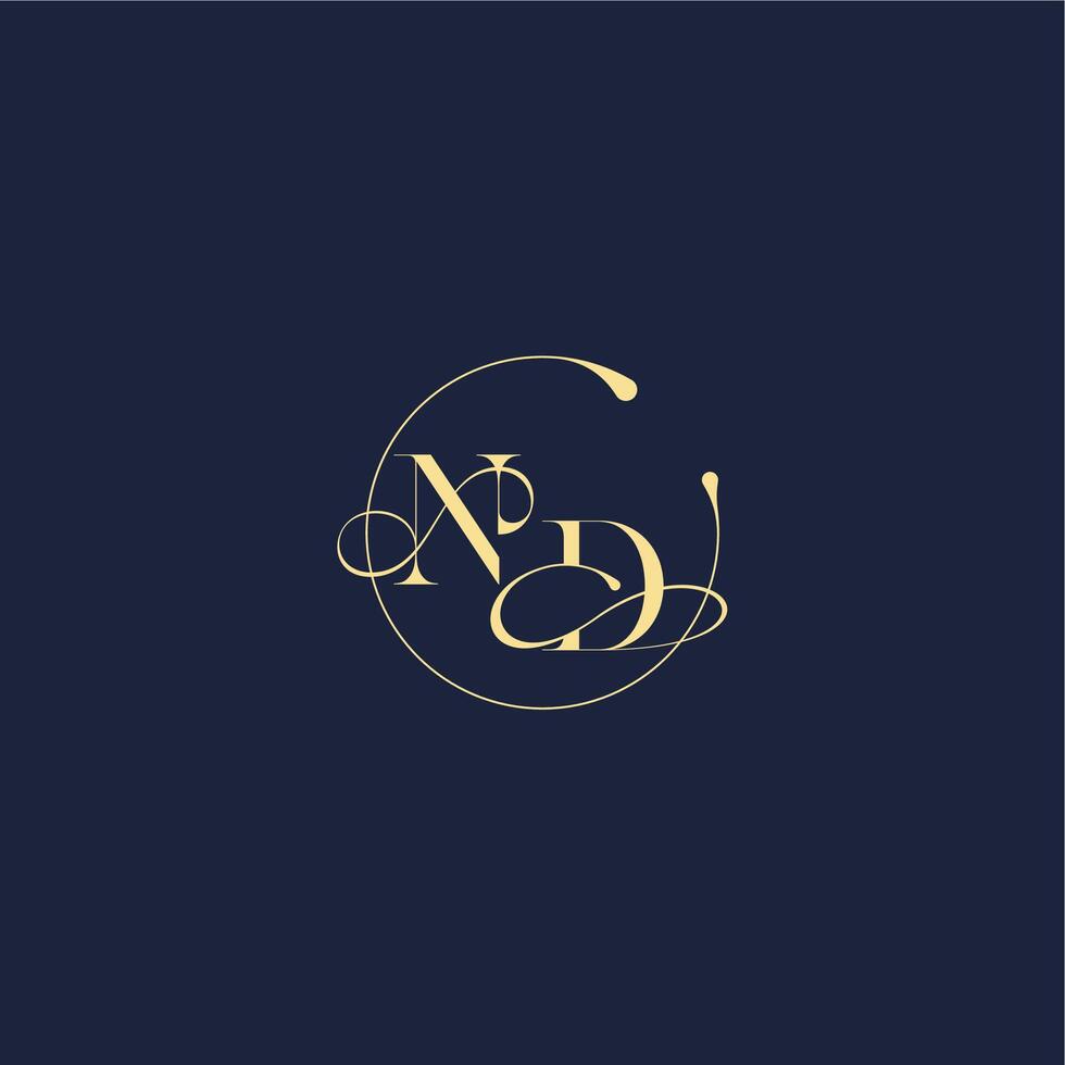 circle monogram design for wedding ND luxury gold letter vector