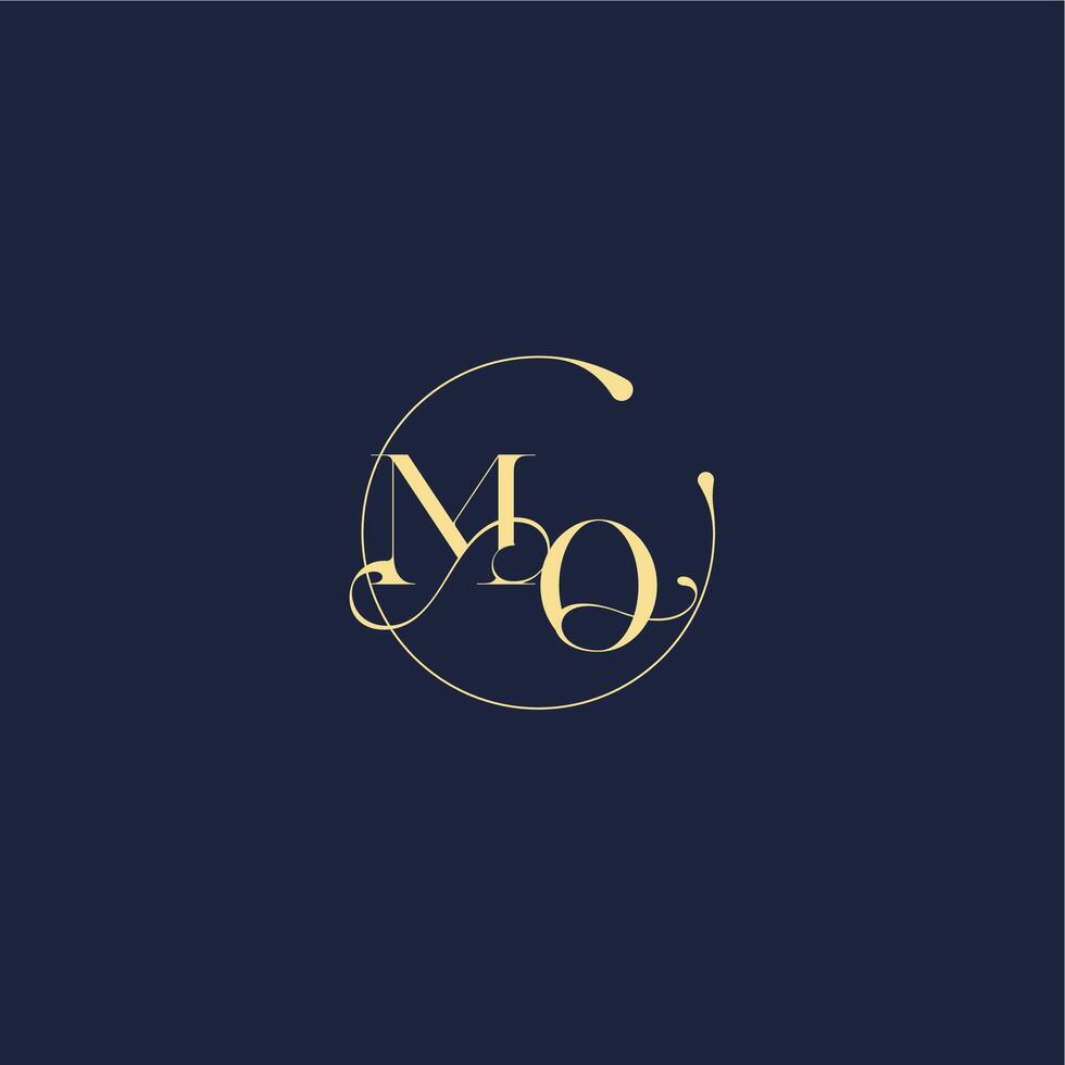 circle monogram design for wedding MO luxury gold letter vector
