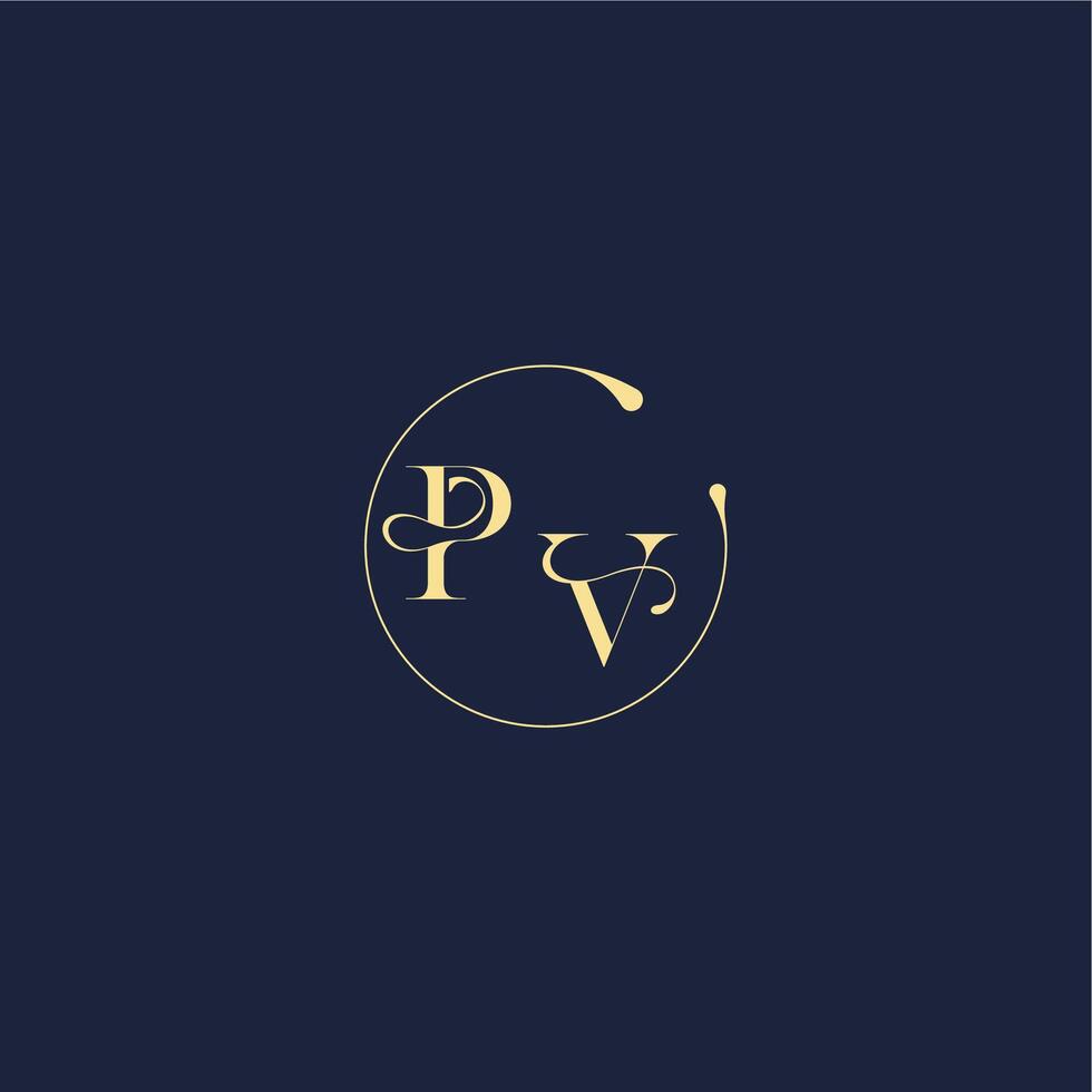 circle monogram design for wedding PV luxury gold letter vector