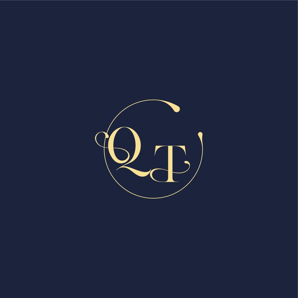 design for wedding QT circle monogram letter luxury gold vector