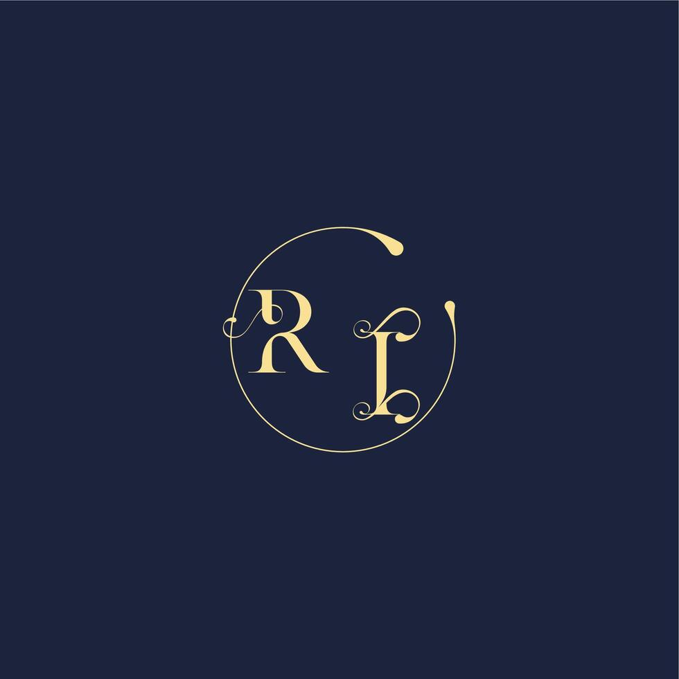 design for wedding RI circle monogram letter luxury gold vector