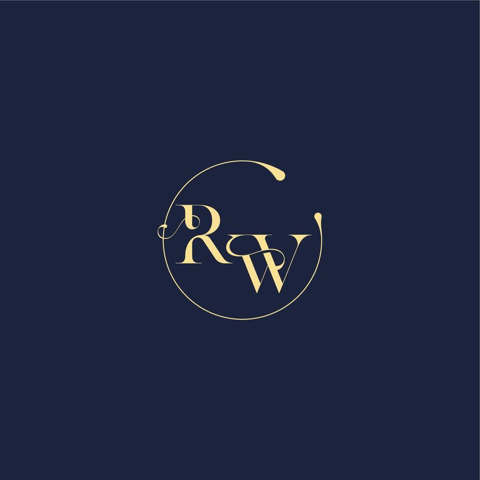 design for wedding RW circle monogram letter luxury gold vector