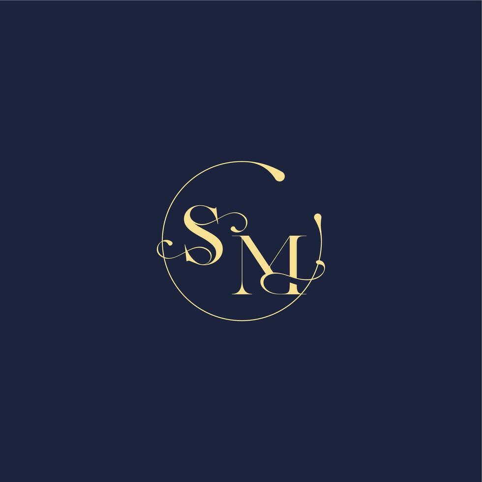 design for wedding SM circle monogram letter luxury gold vector