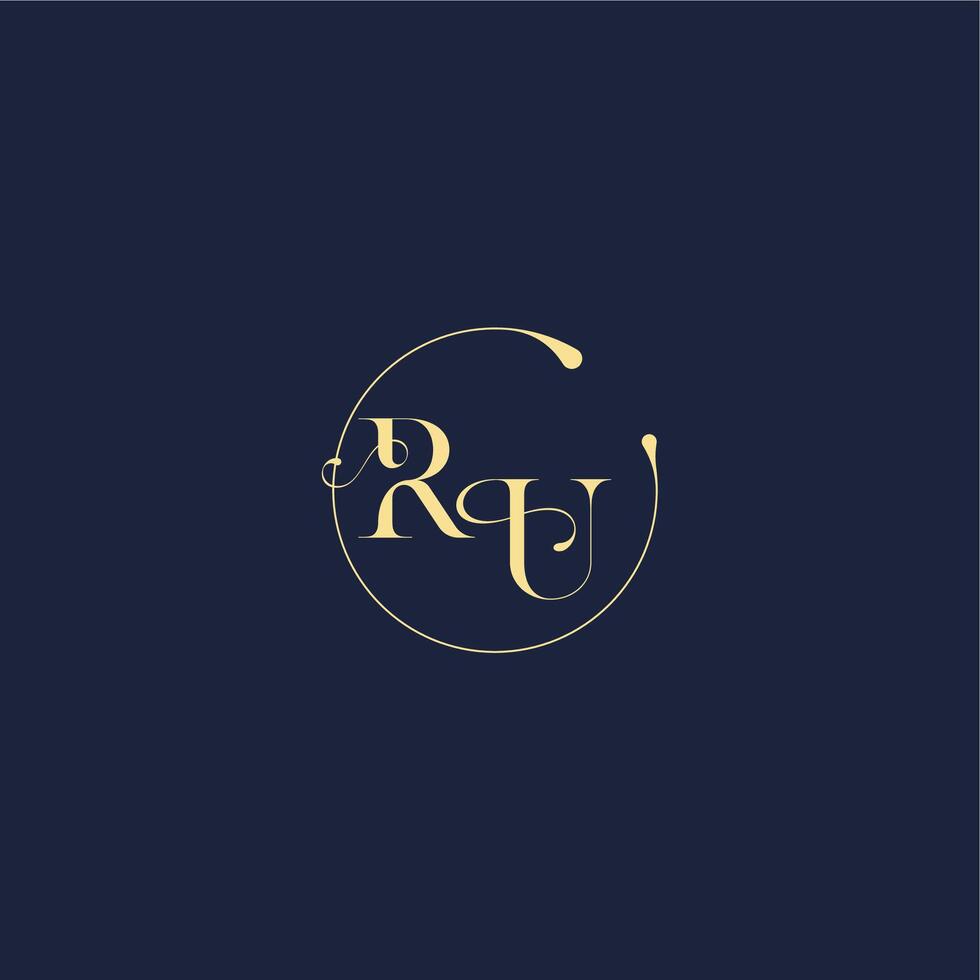 design for wedding RU circle monogram letter luxury gold vector
