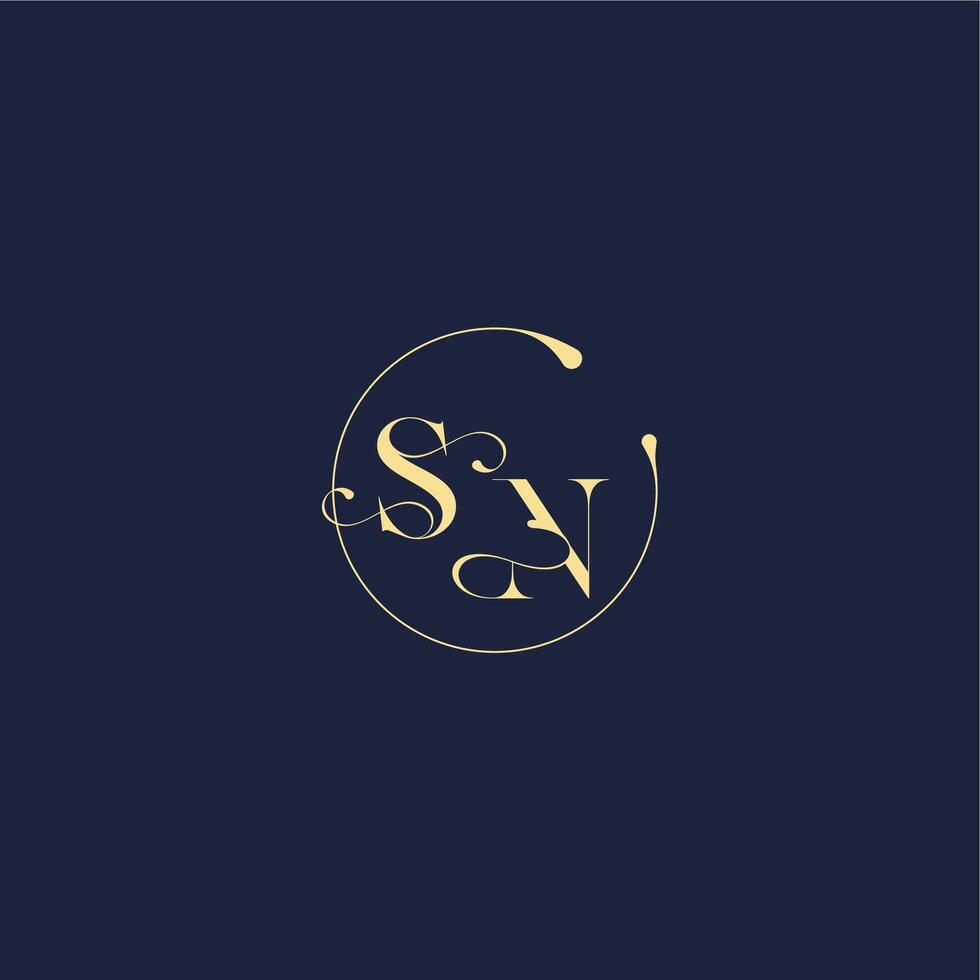 design for wedding SN circle monogram letter luxury gold vector